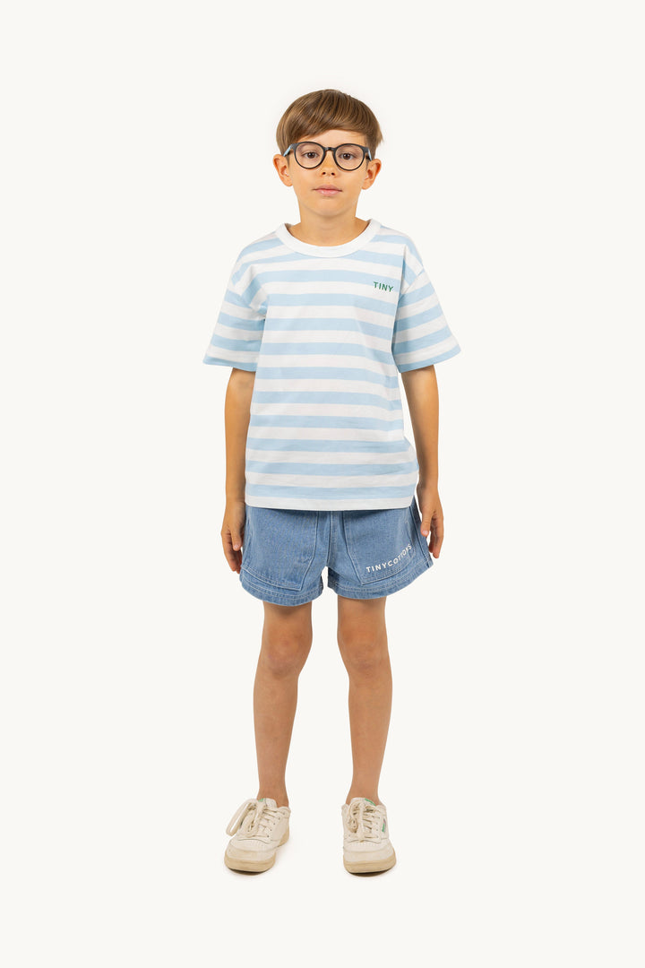 [TINYCOTTONS] Stripes Tee - Dusty Blue / Off White