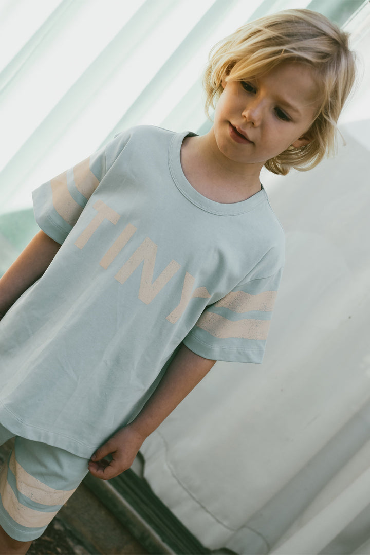 [TINYCOTTONS] Stripes Logo Tee - Dusty Blue