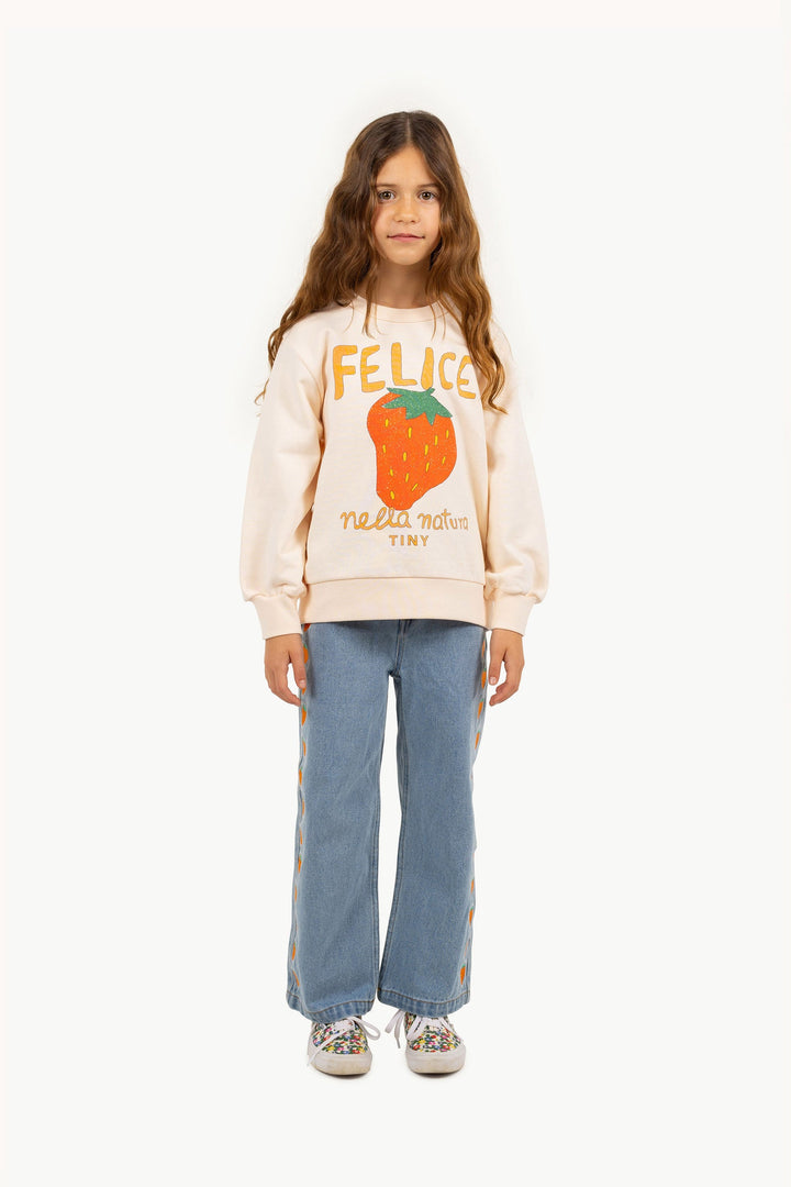 [TINYCOTTONS] Strawberries Embroidered Jeans - Light Blue