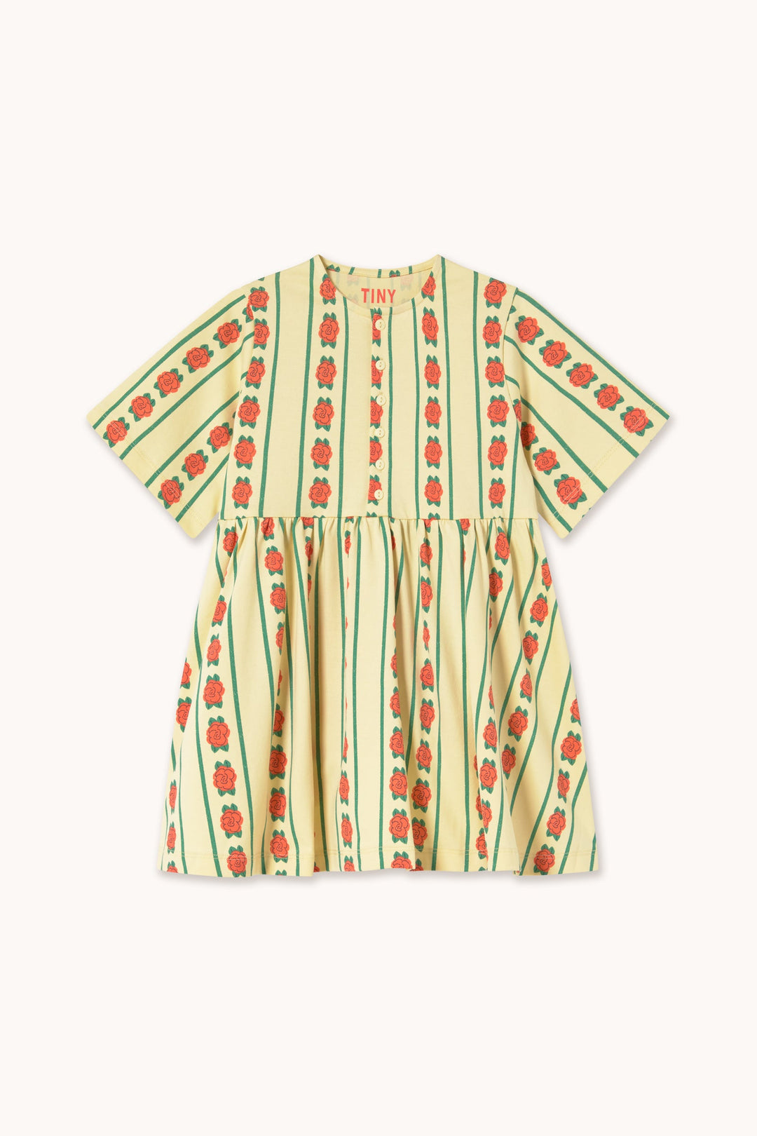[TINYCOTTONS] Rose Pattern Dress - Dusty Yellow