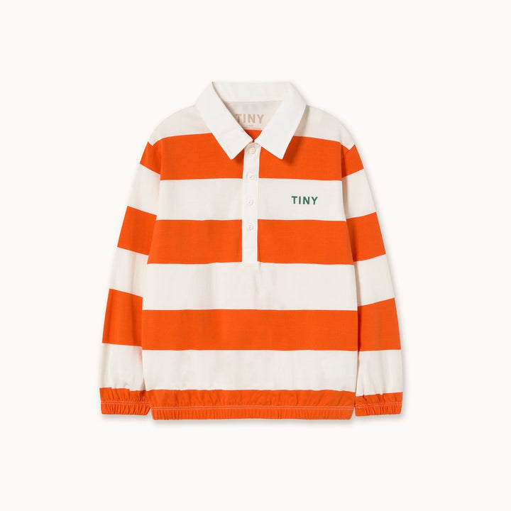 [TINYCOTTONS] Stripes Knit Polo Sleeve Tee - Summer Red
