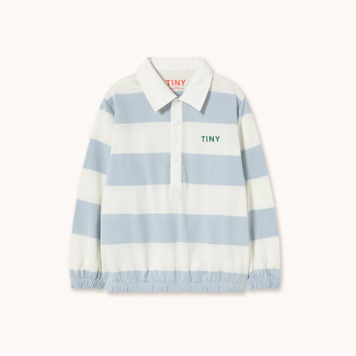 [TINYCOTTONS] Stripes Knit Polo Sleeve Tee - Washed Blue