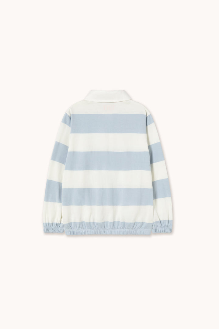 [TINYCOTTONS] Stripes Knit Polo Sleeve Tee - Washed Blue
