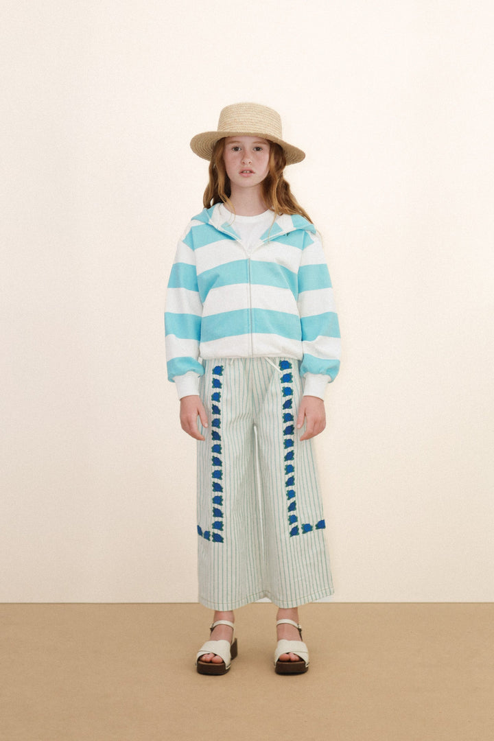 [TINYCOTTONS] Cyan Stripes Hoodie - Light Cyan