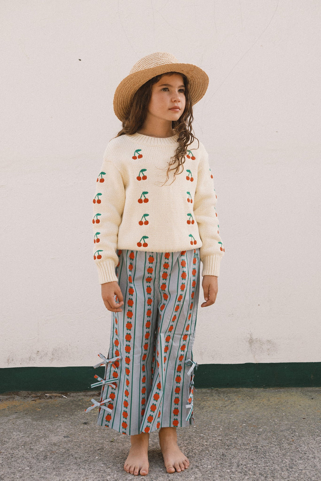 [TINYCOTTONS]Rose Pattern Pant - Washed Blue
