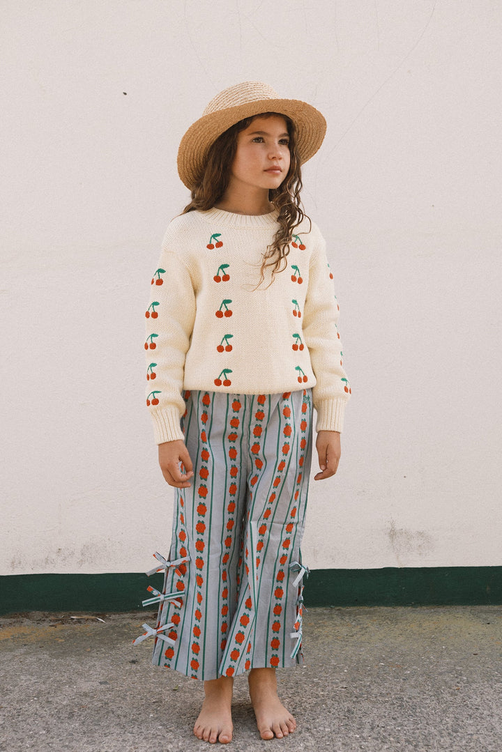 [TINYCOTTONS]Rose Pattern Pant - Washed Blue