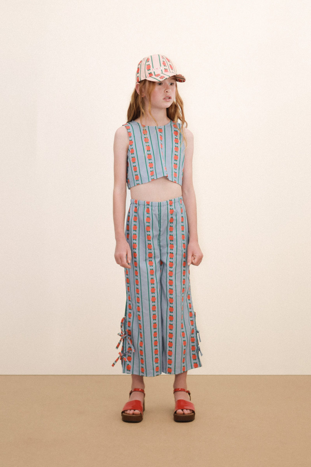 [TINYCOTTONS]Rose Pattern Pant - Washed Blue