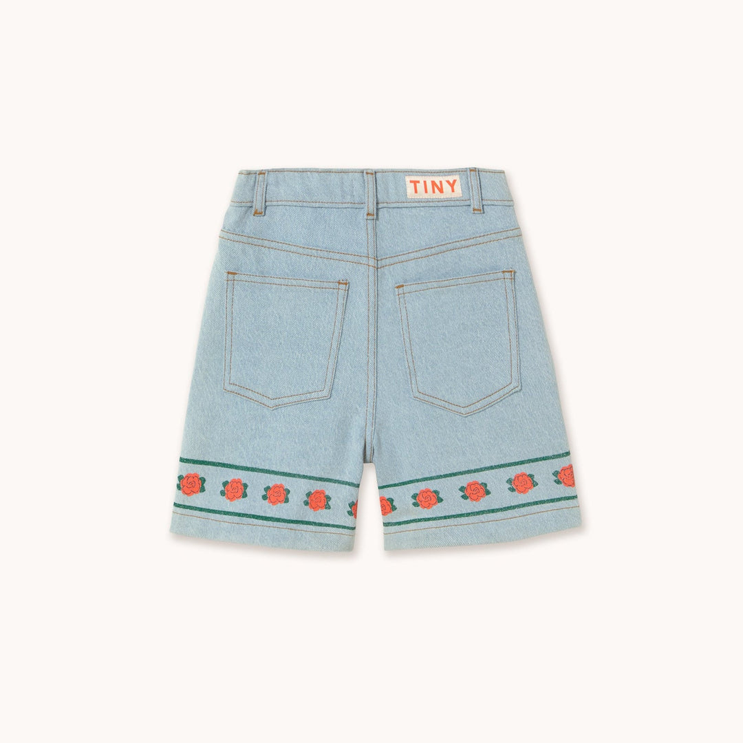 [TINYCOTTONS] Roses Denim Bermuda - Light Wash Denim