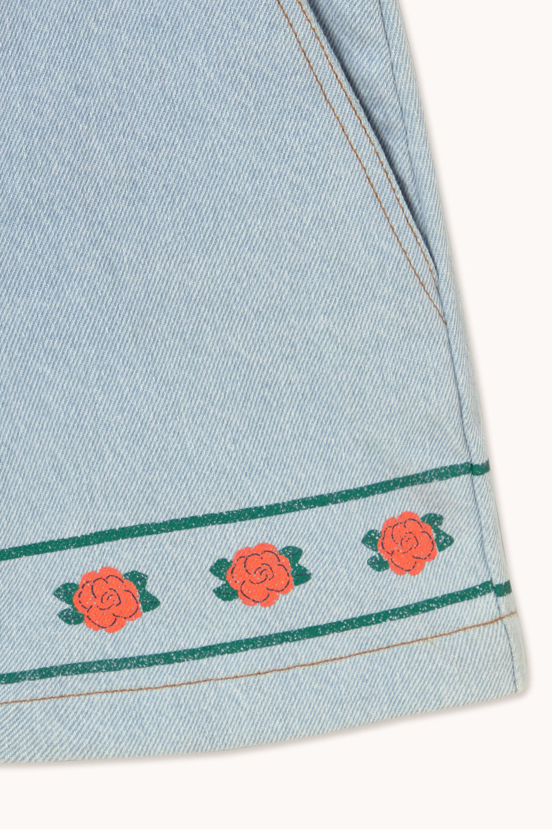 [TINYCOTTONS] Roses Denim Bermuda - Light Wash Denim