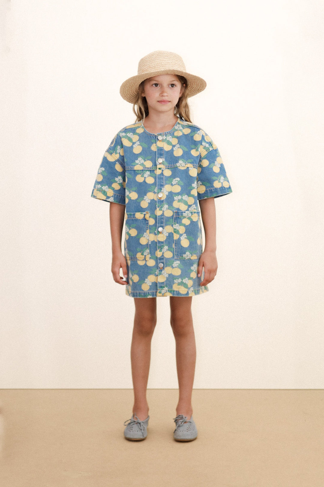 [TINYCOTTONS] Oranges Denim Dress - Light Wash Denim