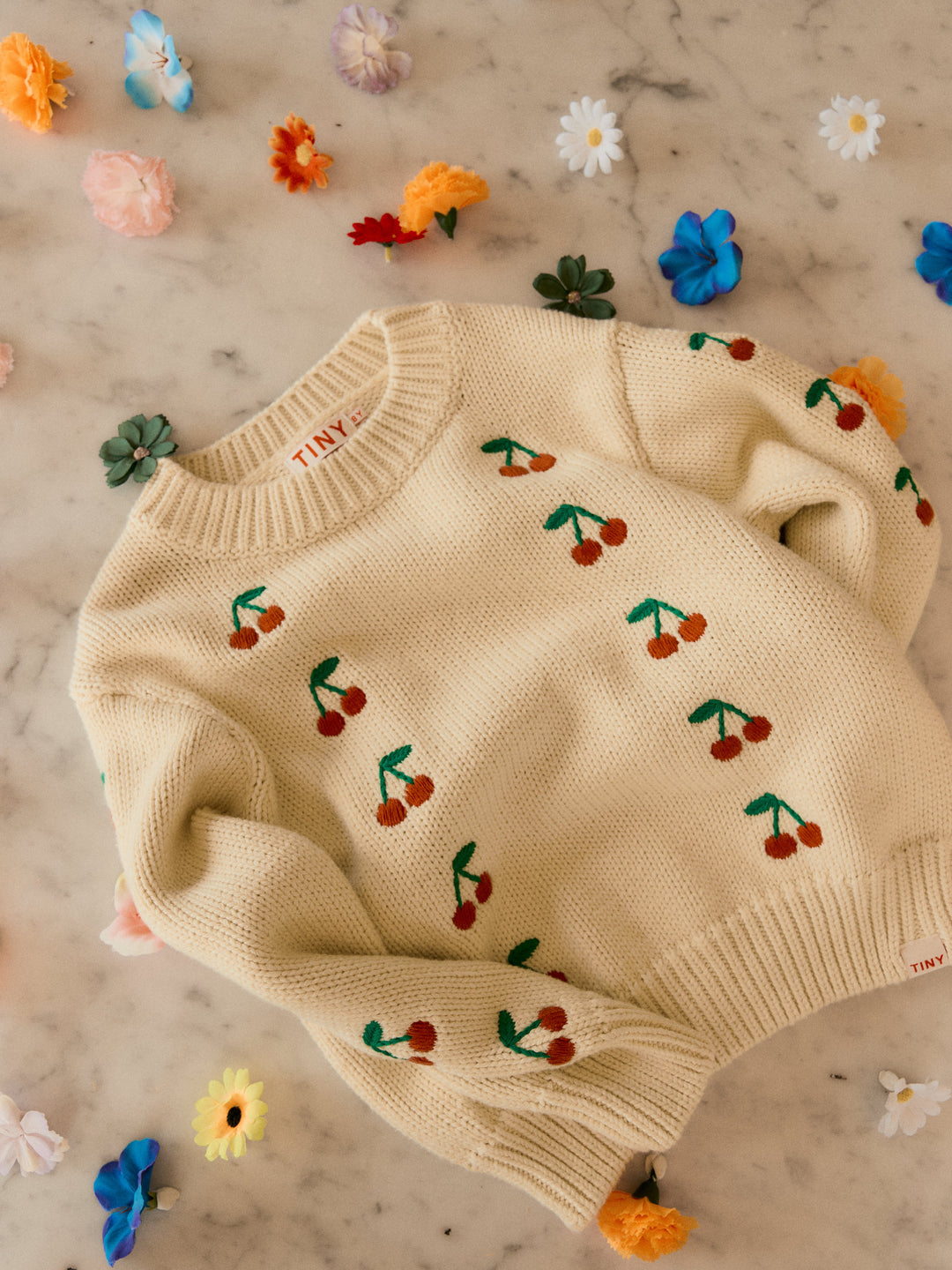 [Tinycottons] Mini Cherries Sweater - Dusty Yellow