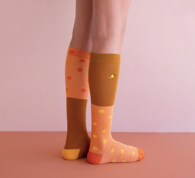 knee high socks | coloured freckles | faded orange + caramel fudge