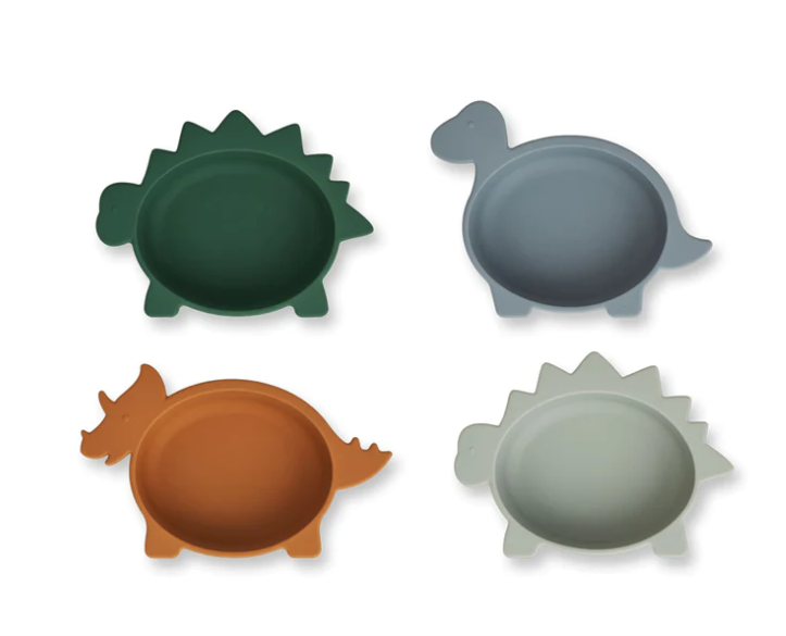 [Liewood] IGGY DINO SILICONE BOWLS 4 PACK - Blue mix