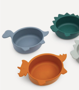 [Liewood] IGGY DINO SILICONE BOWLS 4 PACK - Blue mix