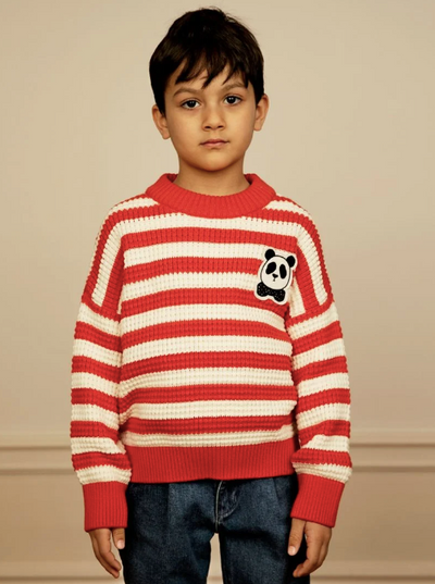 [Mini Rodini] Panda knitted sweater - red