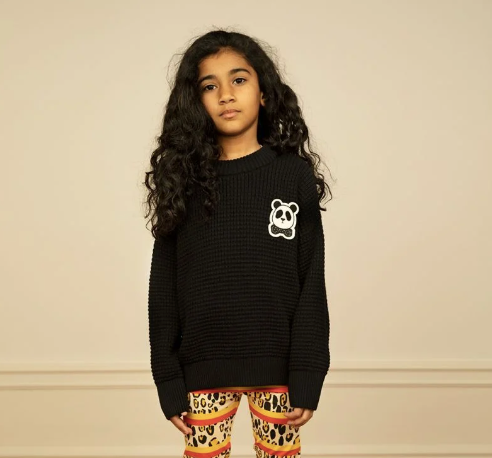 [Mini Rodini] Panda Strickpullover - Schwarz