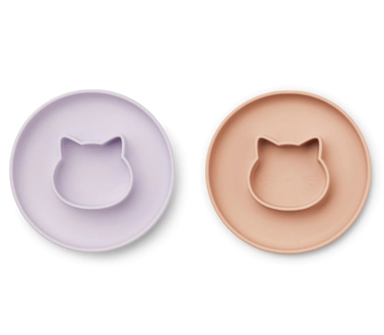 [Liewood] Gordon Plate 2Pack - Cat Light Lavender rose mix