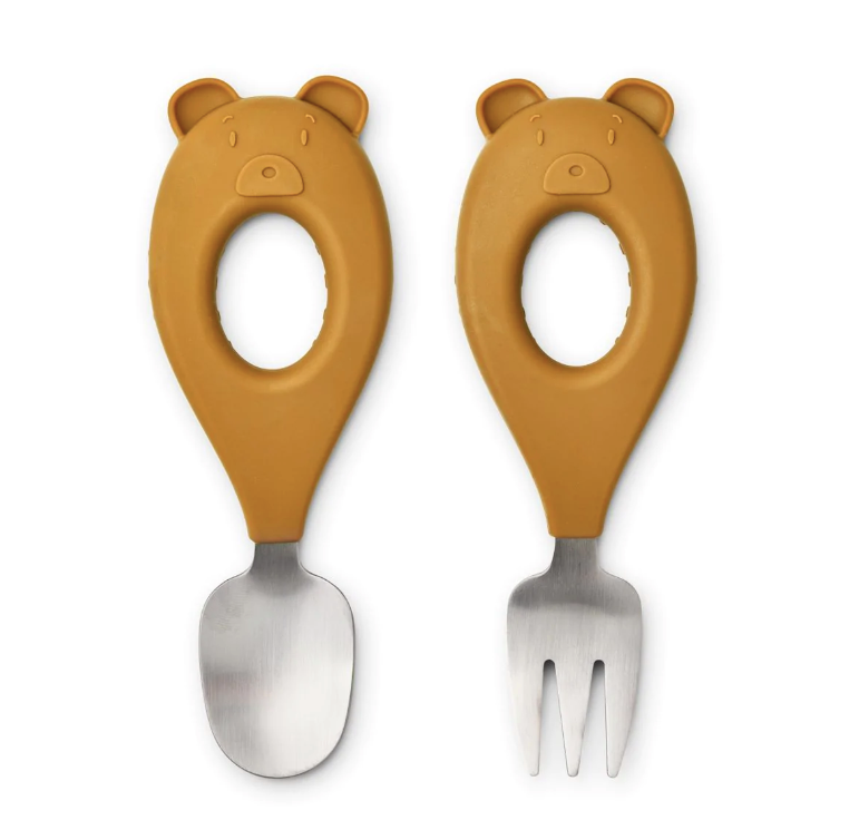 STANLEY BABY CUTLERY SET MR BEAR / GOLDEN CARAMEL