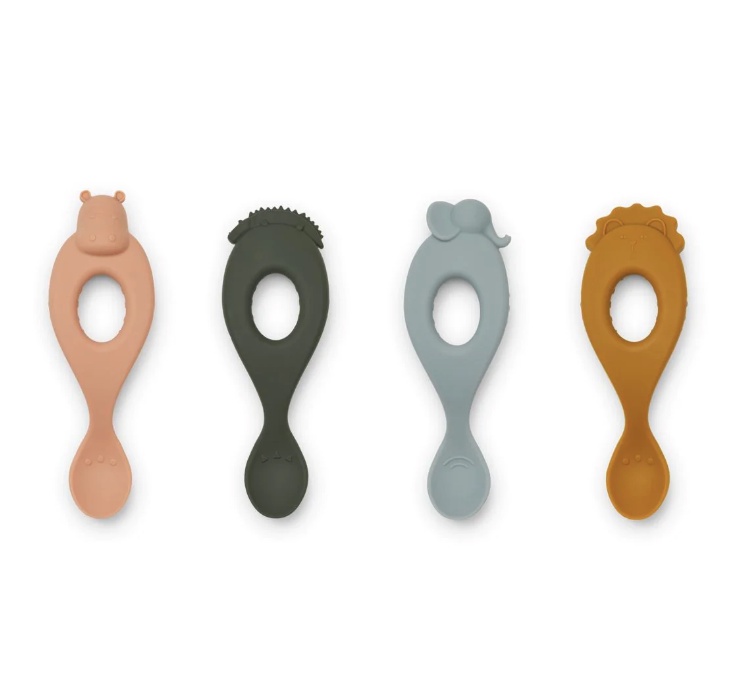 LIVA SILICONE SPOON 4 PACK SAFARI/ROSE MULTI MIX