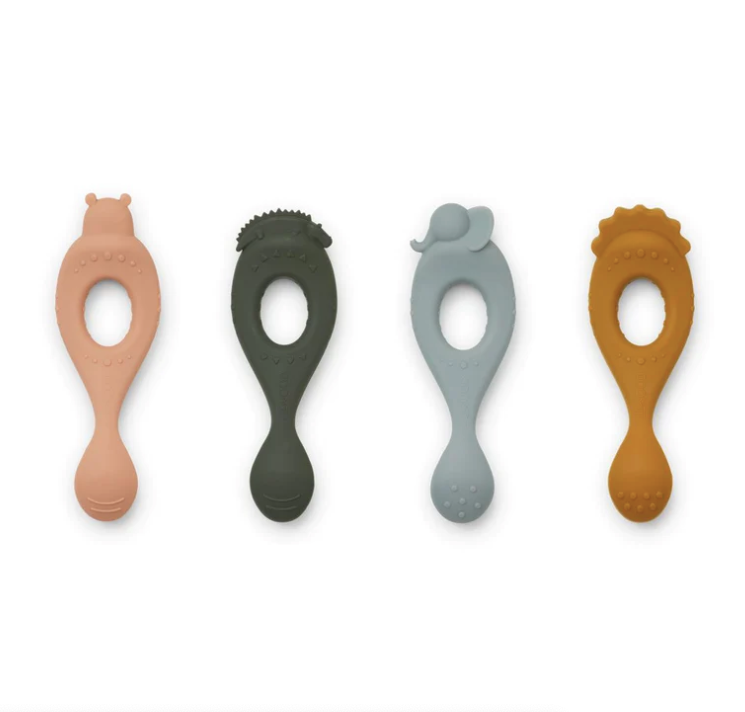 LIVA SILICONE SPOON 4 PACK SAFARI/ROSE MULTI MIX