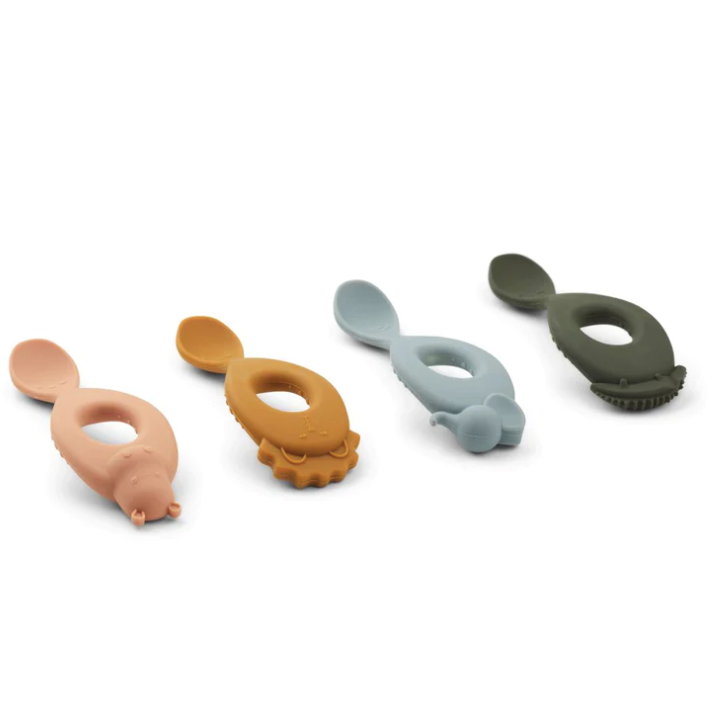 LIVA SILICONE SPOON 4 PACK SAFARI/ROSE MULTI MIX