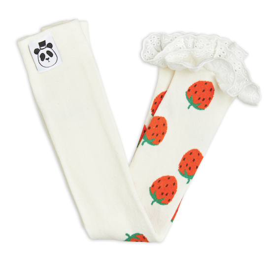 [Mini Rodini] Strawberries lace tights offwhite