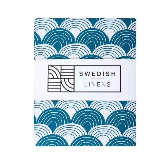 [Swedish linens] Rainbow Spannbettlaken - Marokkanisch blau 