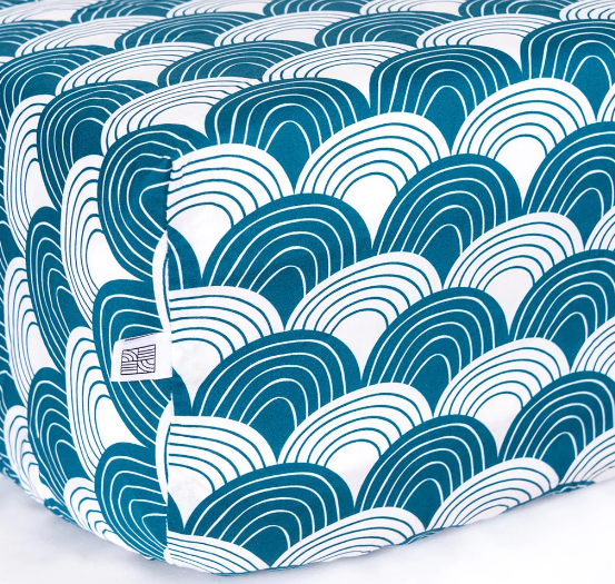 [Swedish linens] Rainbow fitted sheet - Moroccan blue