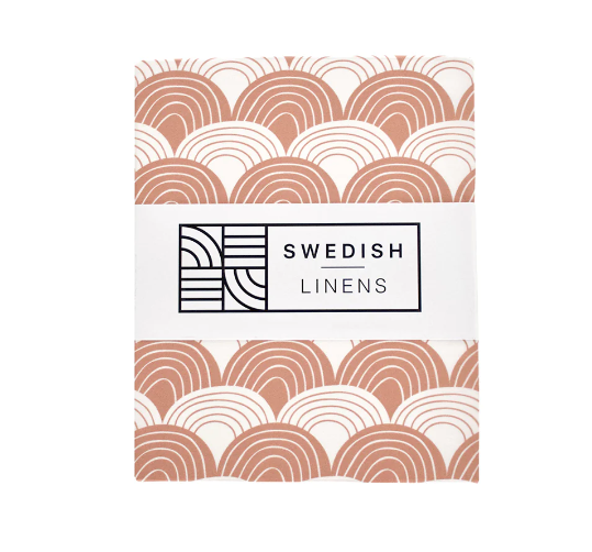 [Swedish linens] Rainbow fitted sheet - Terracotta Pink