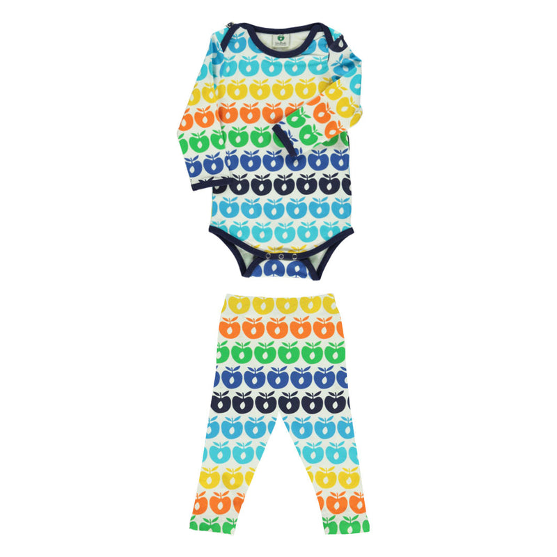 [Smafolk] Body Set with Leggings With Retro Apples - Blue Atoll