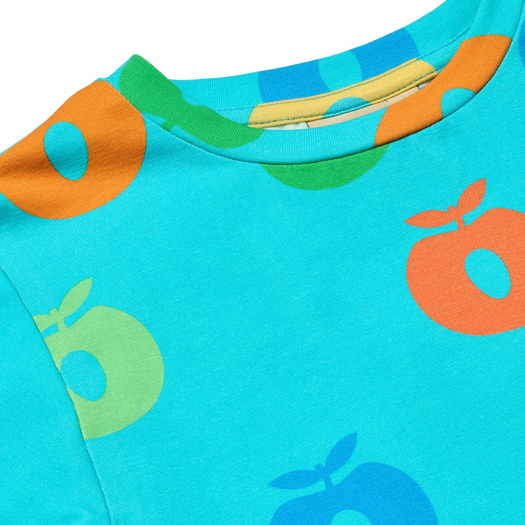 [Smafolk] T-shirt With Apple - Blue Atoll
