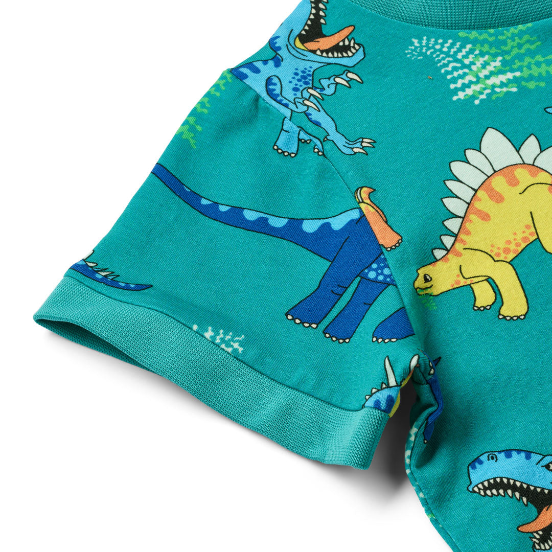 [Smafolk] T-shirt with dinosaurs - Teal