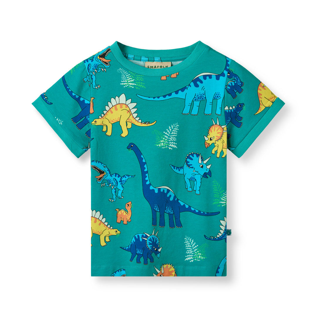 [Smafolk] T-shirt with dinosaurs - Teal