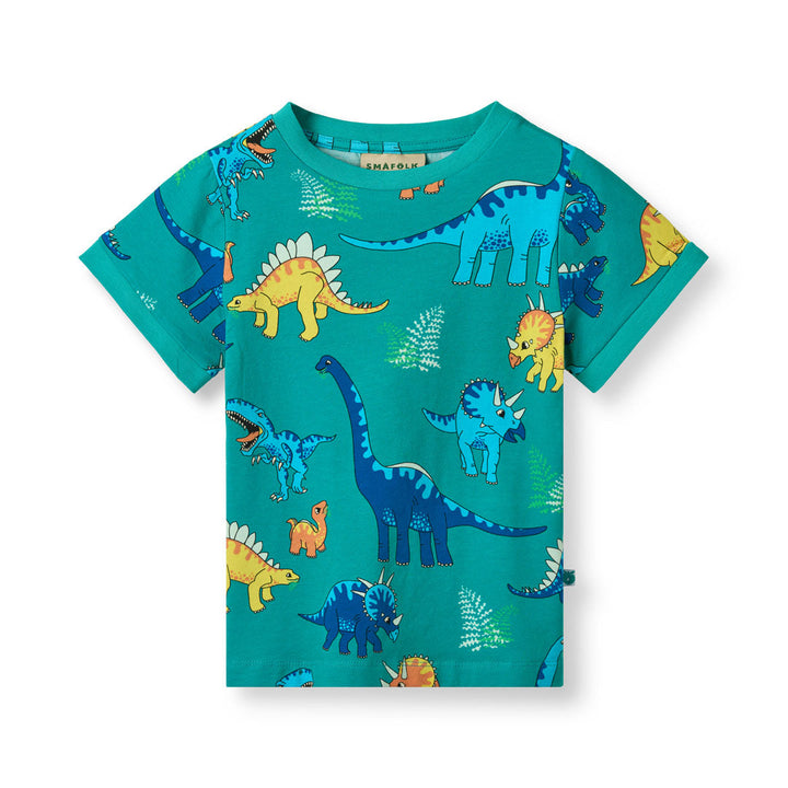 [Smafolk] T-shirt with dinosaurs - Teal