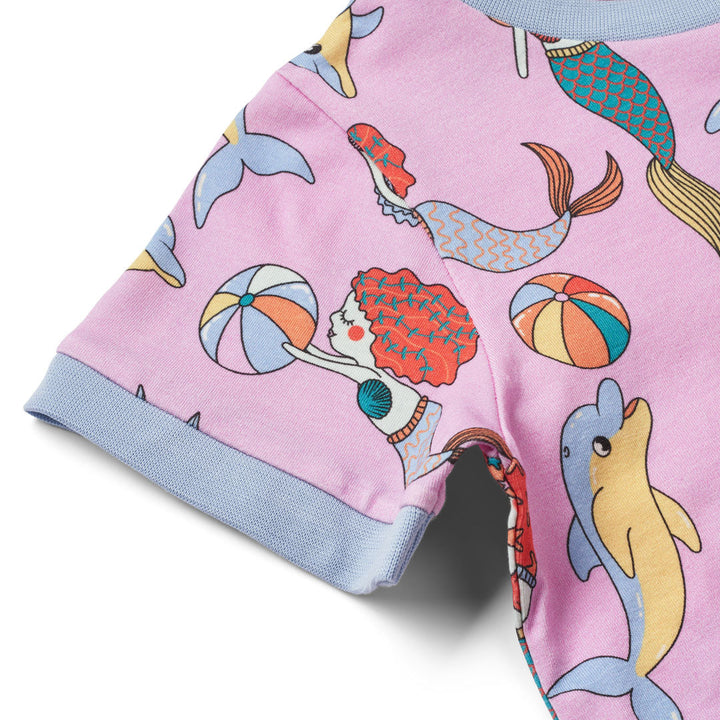 [Smafolk] T-shirt With Mermaids And Dolphins - Pink Lavender