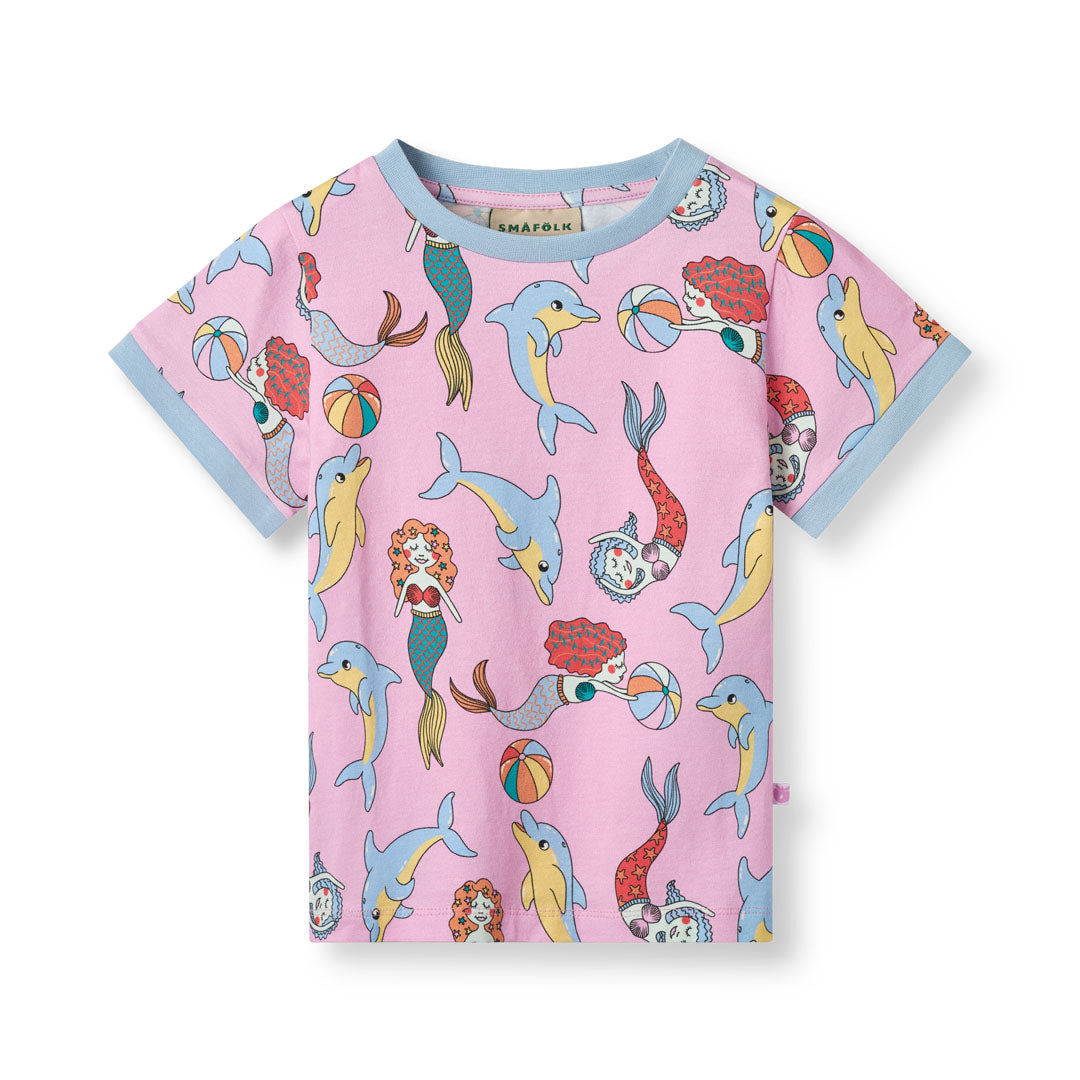 [Smafolk] T-shirt With Mermaids And Dolphins - Pink Lavender