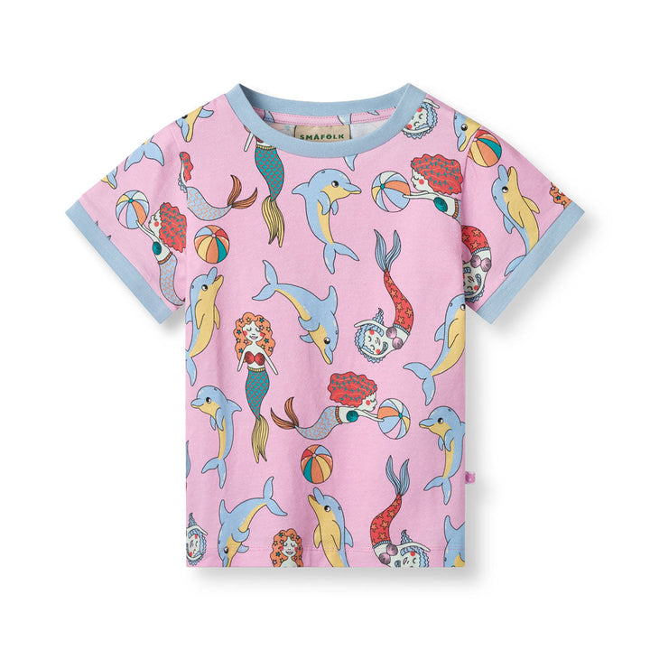 [Smafolk] T-shirt With Mermaids And Dolphins - Pink Lavender