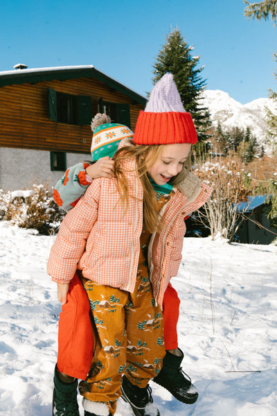 [TINY COTTONS] Vichy Short Padded Jacket - Light rust / Light Cream