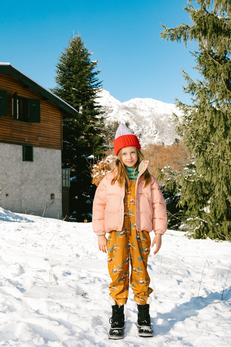 [TINY COTTONS] Vichy Short Padded Jacket - Light rust / Light Cream