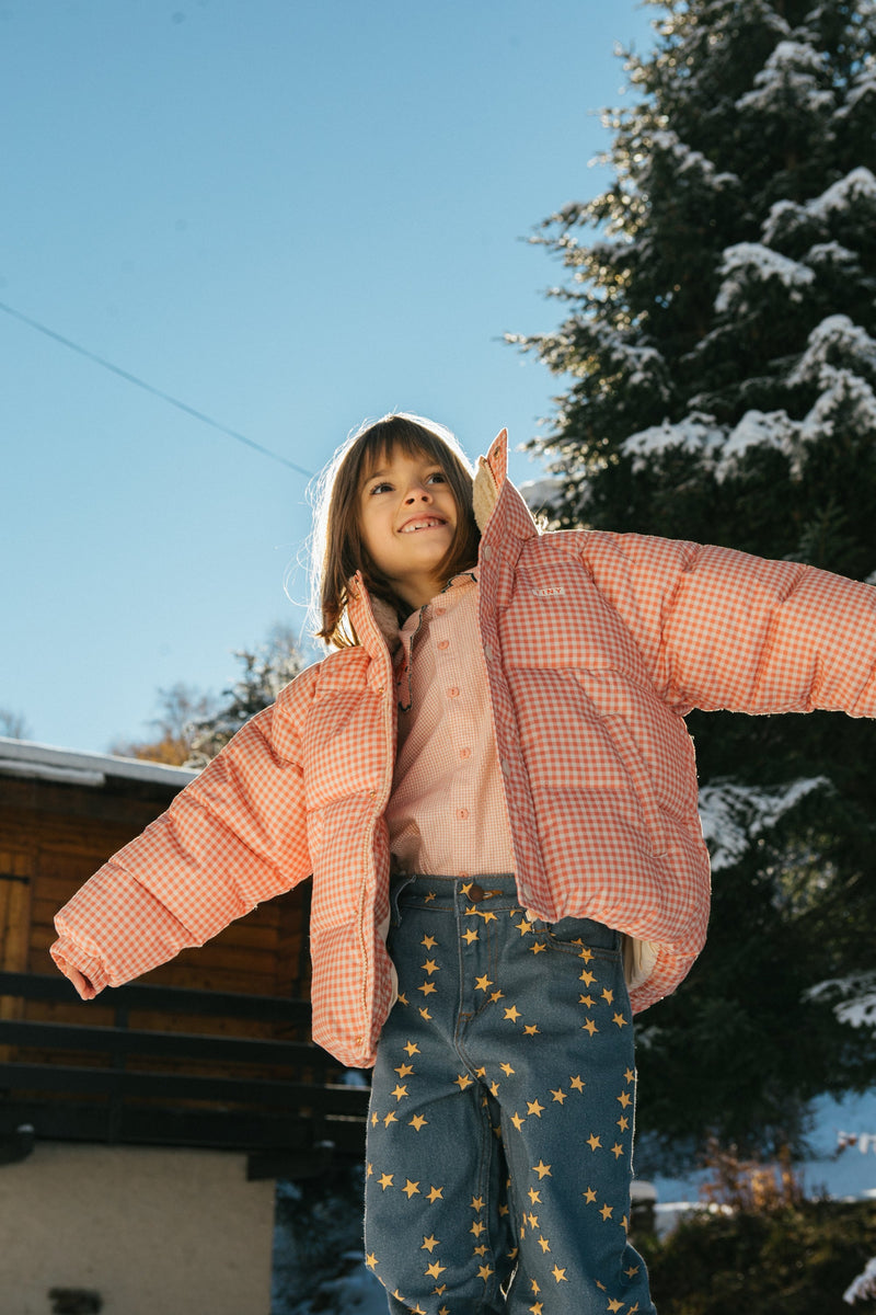 [TINY COTTONS] Vichy Short Padded Jacket - Light rust / Light Cream