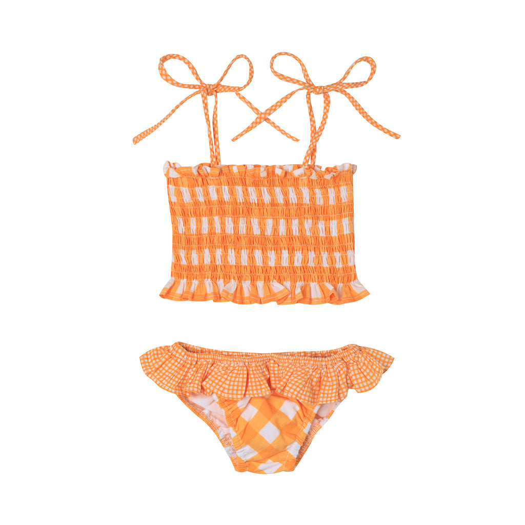 [Kidsagogo] Teeny Bikini Beach Set Vichy - Tangerine