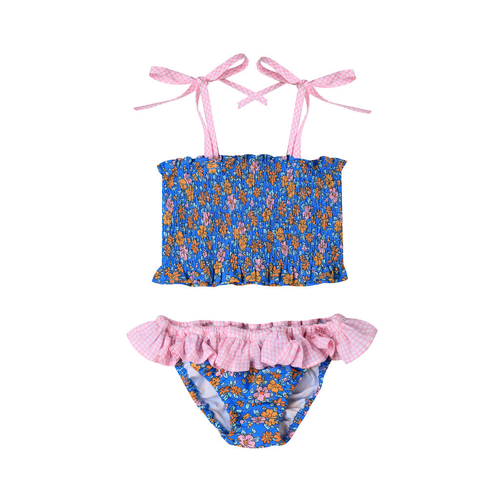 [Kidsagogo] Teeny Bikini Beach Set Florale - Iris Blue