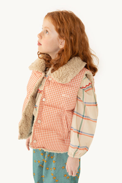 [TINY COTTONS] VICHY PADDED VEST - Light rust / Light Cream