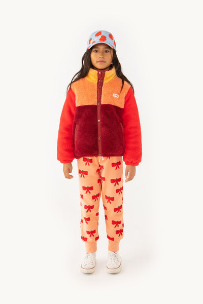 [TINY COTTONS] Color Block Polar Sherpa Jacke - Dunkelrot / Pfirsich