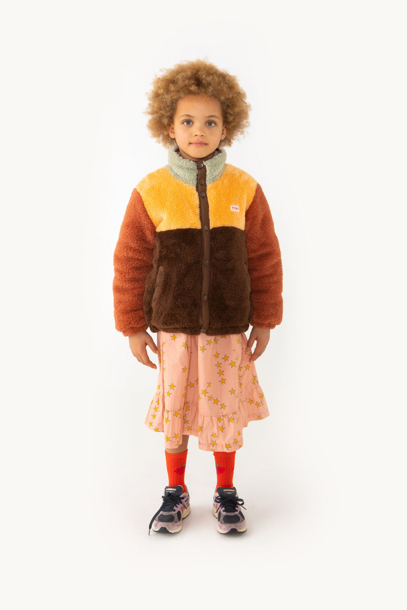 [TINY COTTONS] Color Block Polar Sherpa Jacket - Dark Brown/Soft