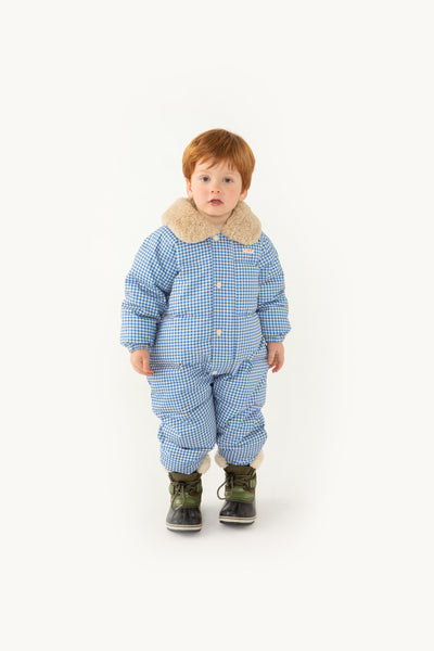 [TINY COTTONS] Gefütterter Overall mit Vichy-Muster - Blau / Hellcreme