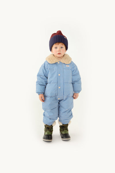 [TINY COTTONS] Gefütterter Overall mit Vichy-Muster - Blau / Hellcreme