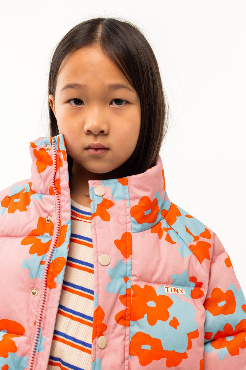 [TINYCOTTONS] Flowers Short Padded Jacket - Peach