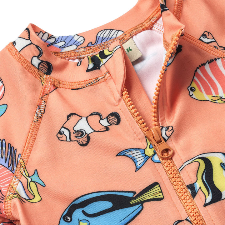 [Smafolk] UV50 Swimsuit With Fish - Papaya