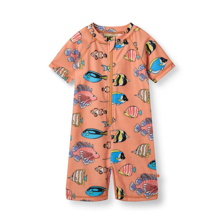 [Smafolk] UV50 Swimsuit With Fish - Papaya